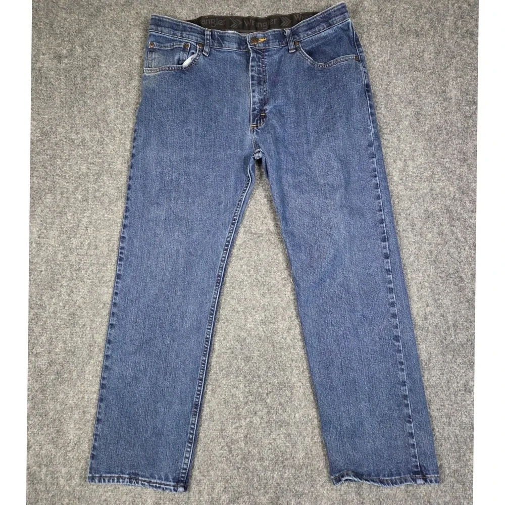 Wrangler Regular Fit Jeans Mens 36x29 Blue Denim‎ Straight Leg Stretch Comfort